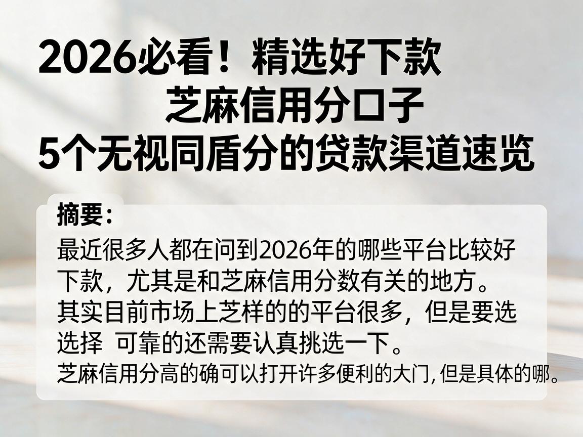 2026必看!精选好下款芝麻信用分口子,5个无视同盾分的贷款渠道速览