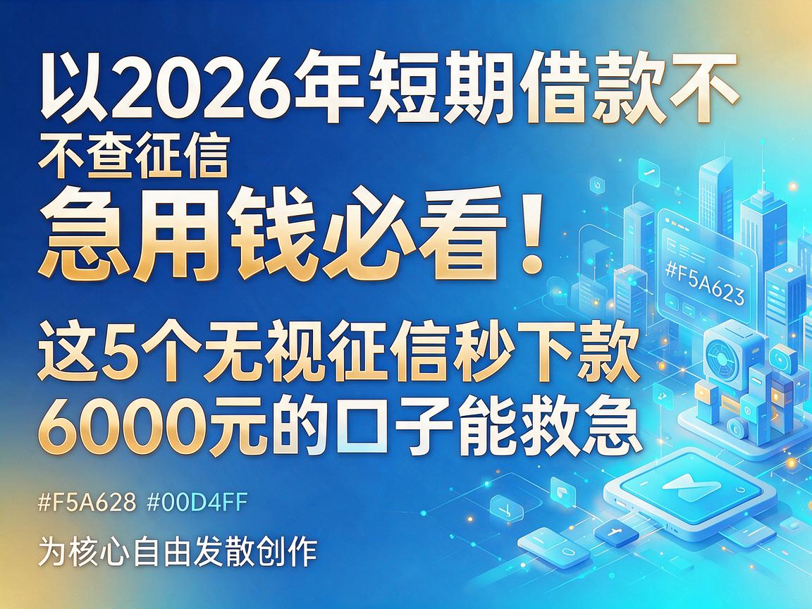 2026年短期借款不查征信,急用钱必看!这5个无视征信秒下款6000元的口子能救急