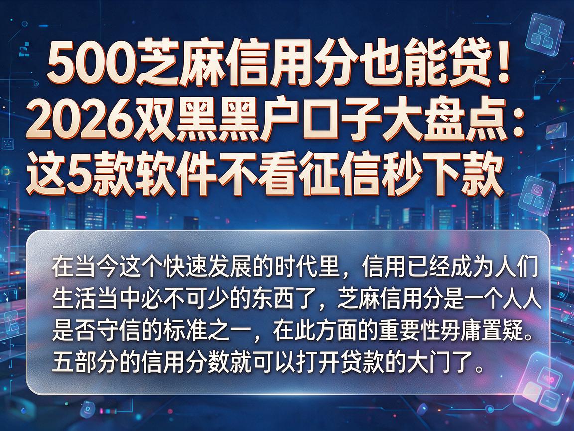 500芝麻信用分也能贷!2026双黑黑户口子大盘点:这5款软件不看征信秒下款