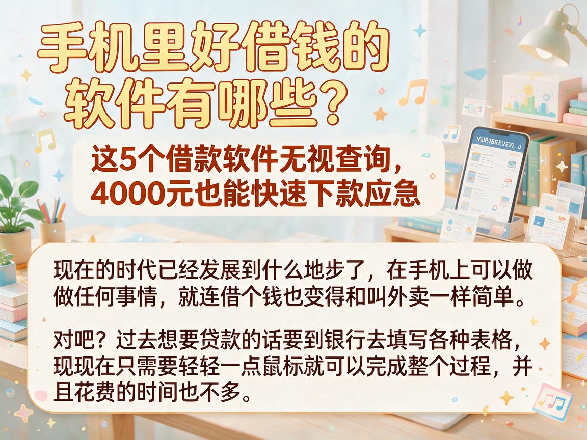 手机里好借钱的软件有哪些?这5个借款软件无视查询,4000元也能快速下款应急