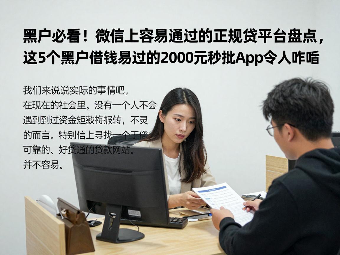 黑户必看!微信上容易通过的正规贷款平台盘点,这5个黑户借钱易过的2000元秒批App令人咋舌
