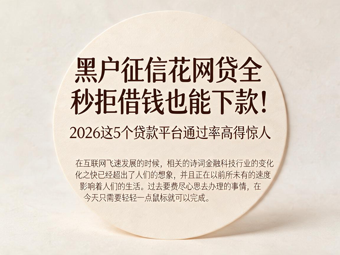 黑户征信花网贷全秒拒借钱也能下款！2026这5个贷款平台通过率高得惊人