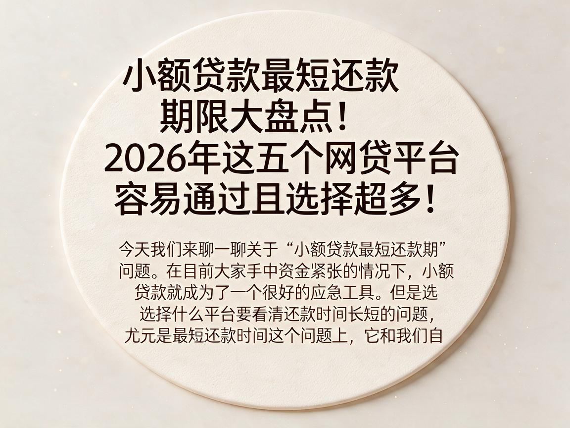 小额贷款最短还款期限大盘点!2026年这五个网贷平台容易通过且选择超多!