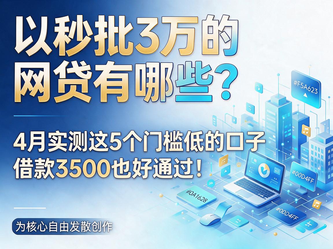 秒批3万的网贷有哪些？4月实测这5个门槛低的口子，借款3500也好通过！
