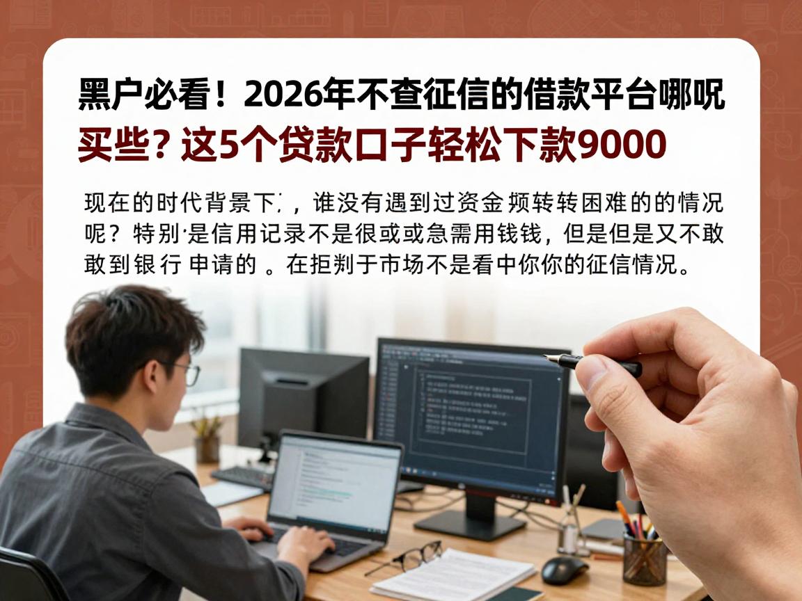 黑户必看!2026年不查征信的借款平台有哪些?这5个贷款口子轻松下款9000