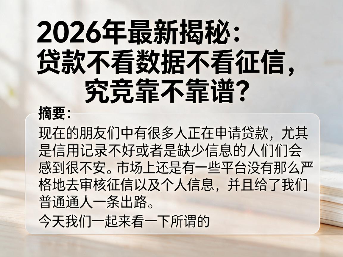 2026年最新揭秘：贷款不看数据不看征信，究竟靠不靠谱？