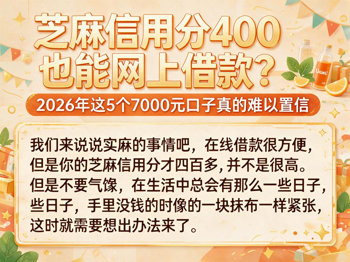 芝麻信用分400也能网上借款?2026年这5个7000元口子真的难以置信