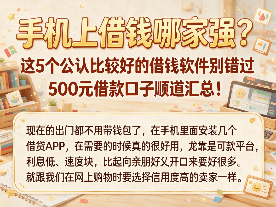 手机上借钱哪家强?这5个公认比较好的借钱软件别错过,500元借款口子顺道汇总!