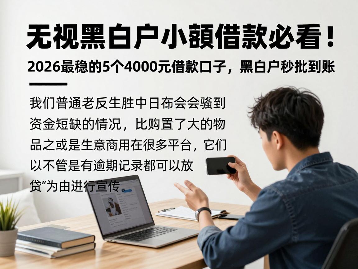 无视黑白户小额借款必看!2026最稳的5个4000元借款口子,黑白户秒批到账