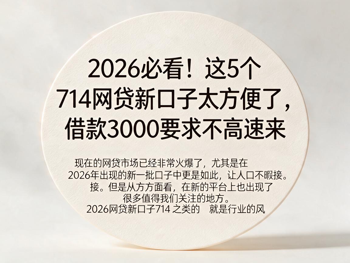 2026必看!这5个714网贷新口子太方便了,借款3000要求不高速来