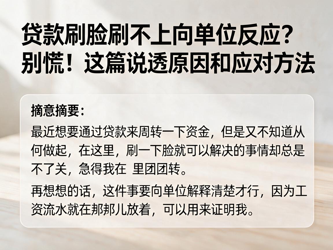 贷款刷脸刷不上向单位反应?别慌!这篇说透原因和应对方法