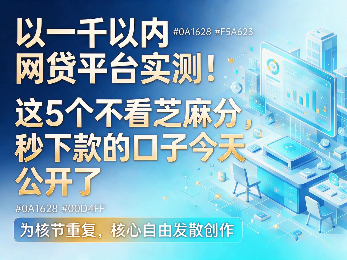 一千以内网贷平台实测！这5个不看芝麻分，秒下款的口子今天公开了