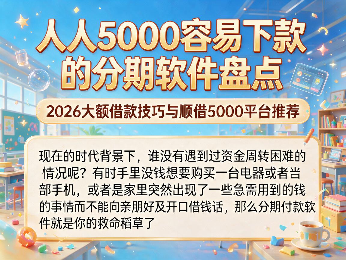 人人5000容易下款的分期软件盘点,2026大额借款技巧与顺借5000平台推荐