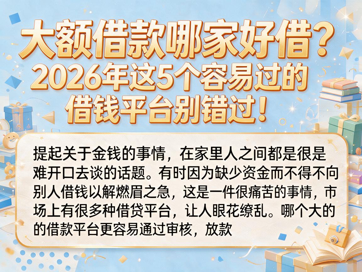 大额借款哪家好借?2026年这5个容易过的借钱平台别错过!