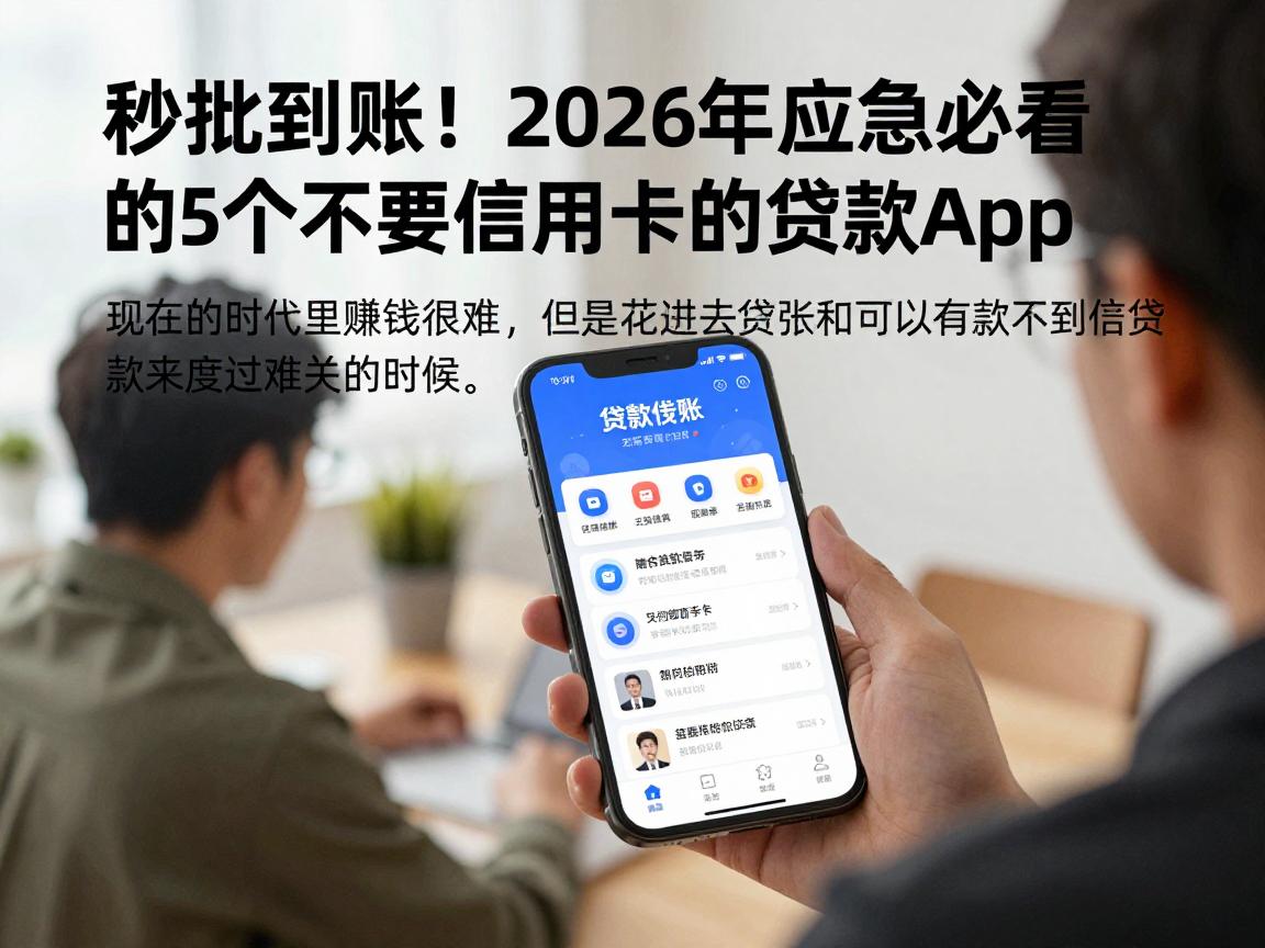 秒批到账!2026年应急必看的5个不要信用卡的贷款app