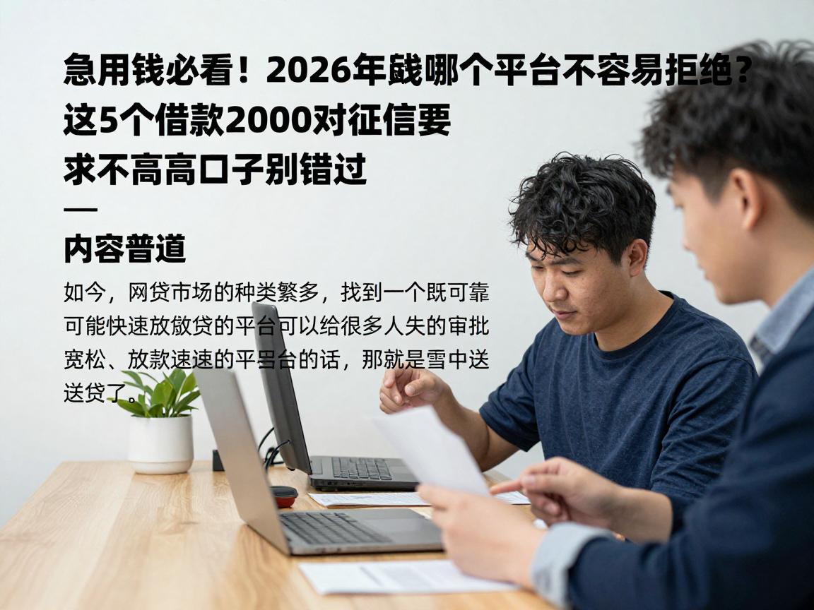 急用钱必看！2026年网贷哪个平台不容易拒绝？这5个借款2000对征信要求不高的口子别错过