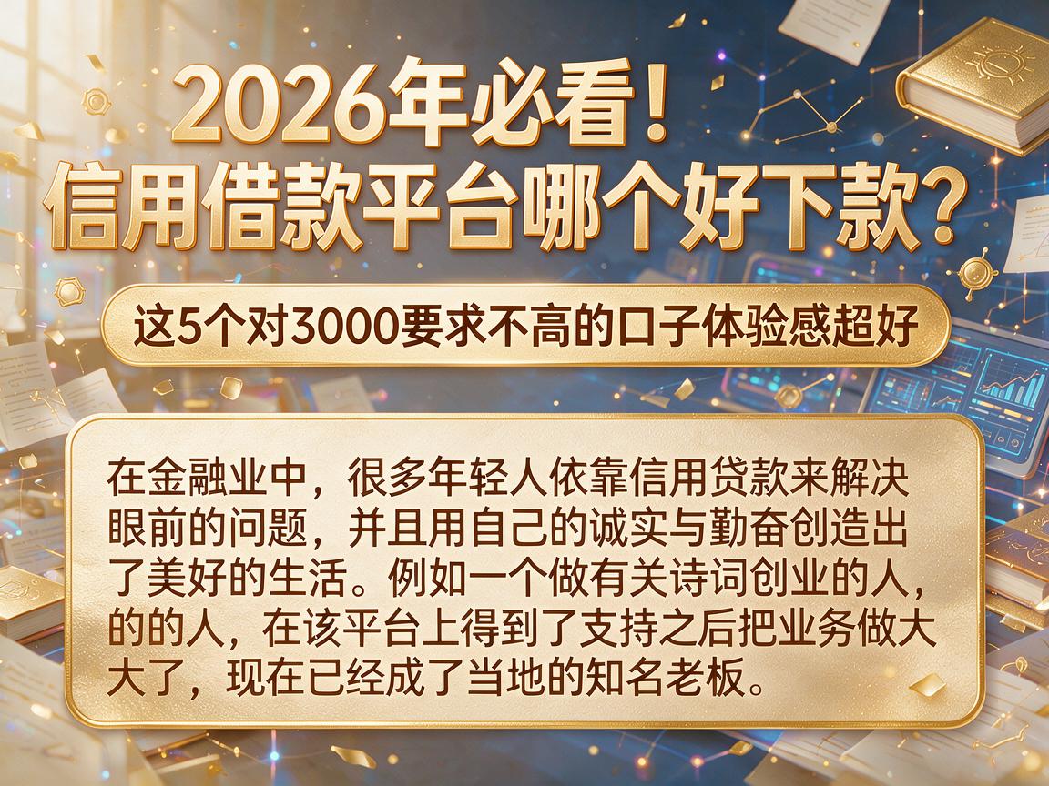 2026年必看!信用借款平台哪个好下款?这5个对3000要求不高的口子体验感超好