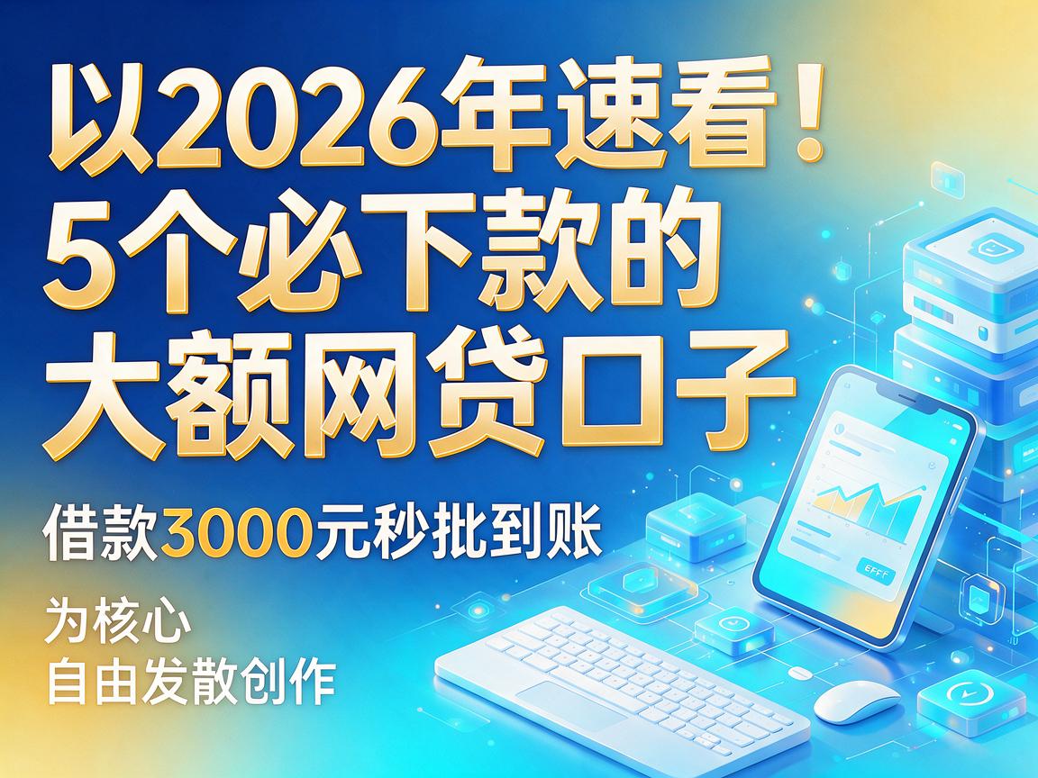 2026年速看!5个必下款的大额网贷口子,借款3000元秒批到账