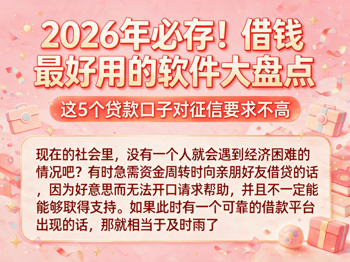 2026年必存!借钱最好用的软件大盘点,这5个贷款口子对征信要求不高