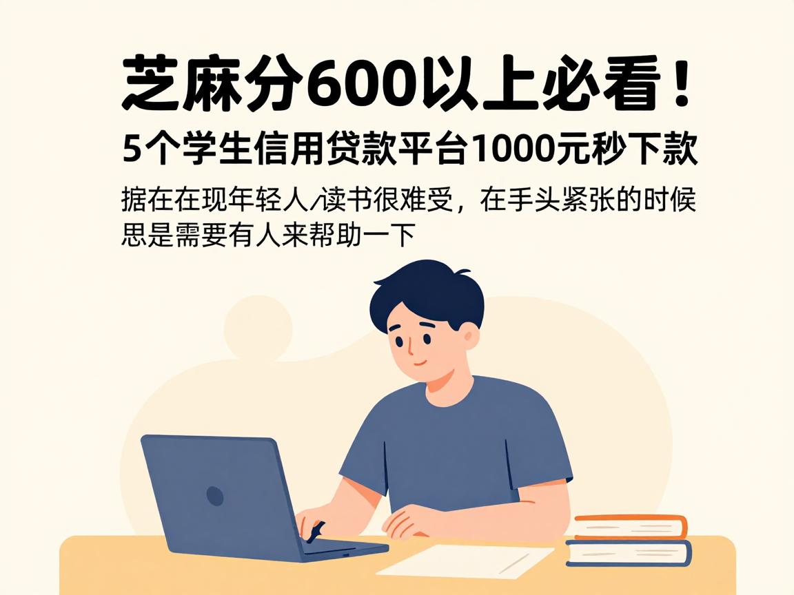 芝麻分600以上必看!这5个学生信用贷款平台1000元秒下款