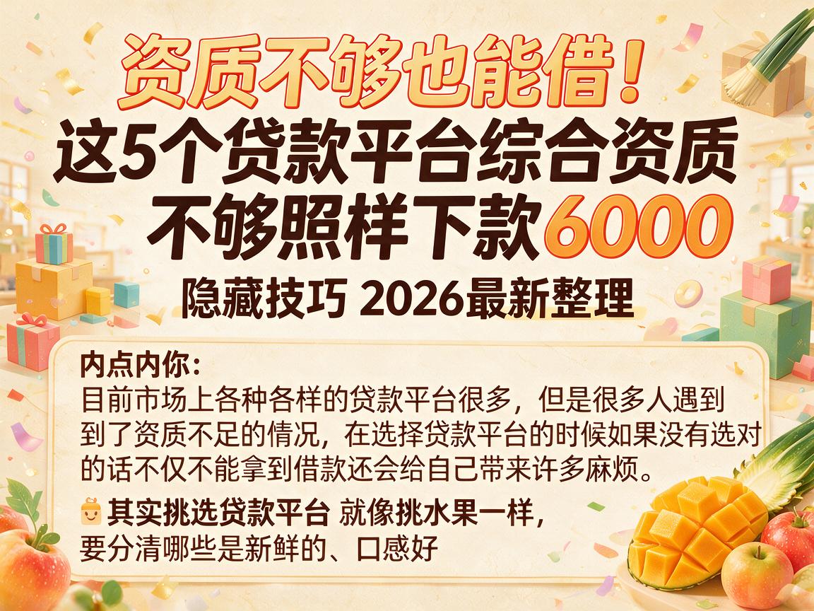 资质不够也能借!这5个贷款平台综合资质不够照样下款6000,隐藏技巧2026最新整理