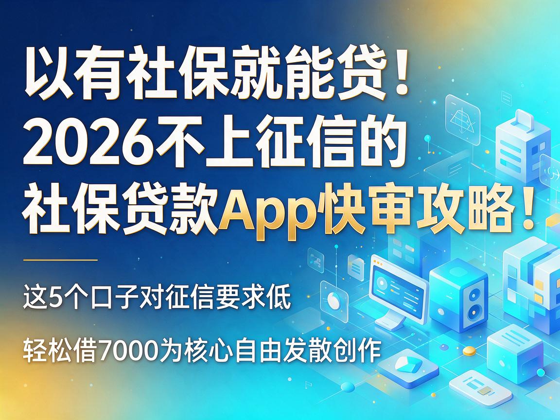有社保就能贷!2026不上征信的社保贷款App快审攻略:这5个口子对征信要求低,轻松借7000