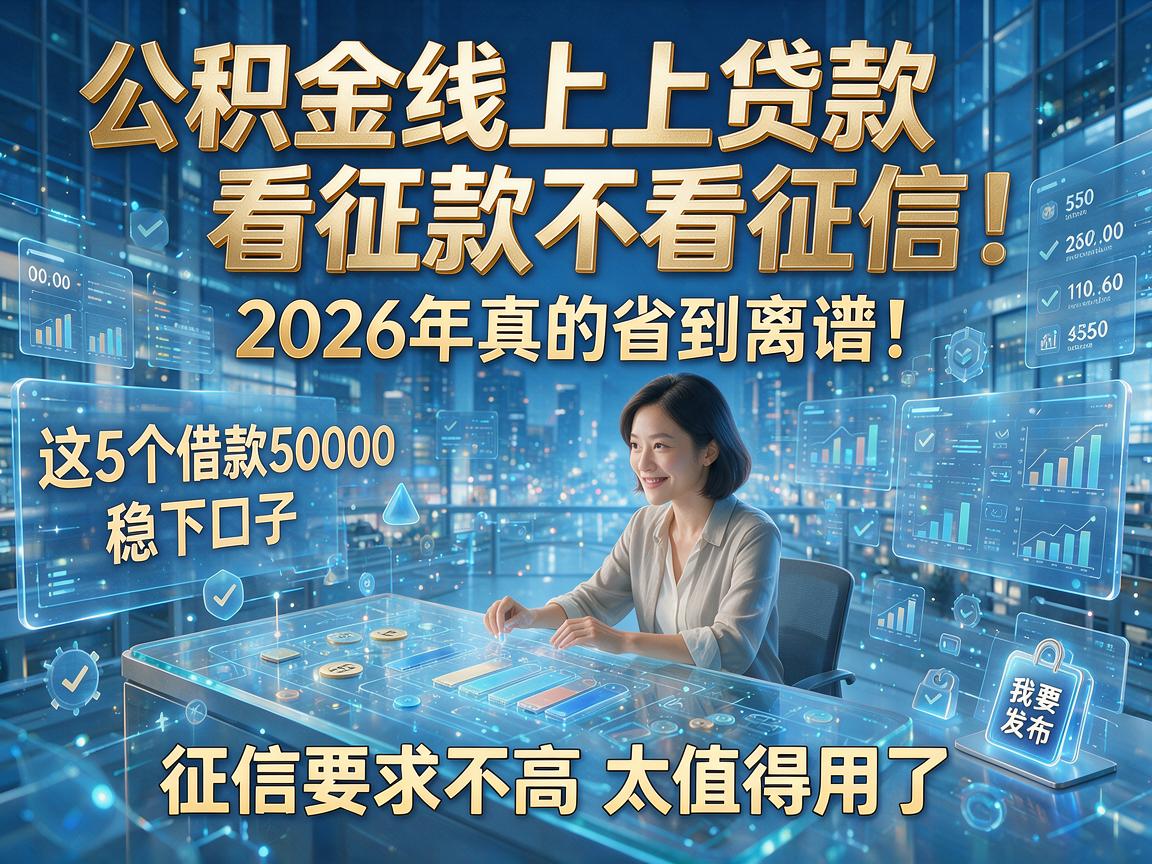 公积金线上贷款不看征信!2026年真的省到离谱,这5个借款50000稳下口子,征信要求不高太值得用了