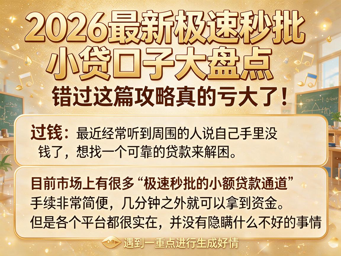 2026最新极速秒批小贷口子大盘点,错过这篇攻略真的亏大了!