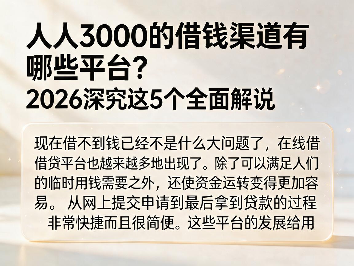 人人3000的借钱渠道有哪些平台?2026深究这5个全面解说