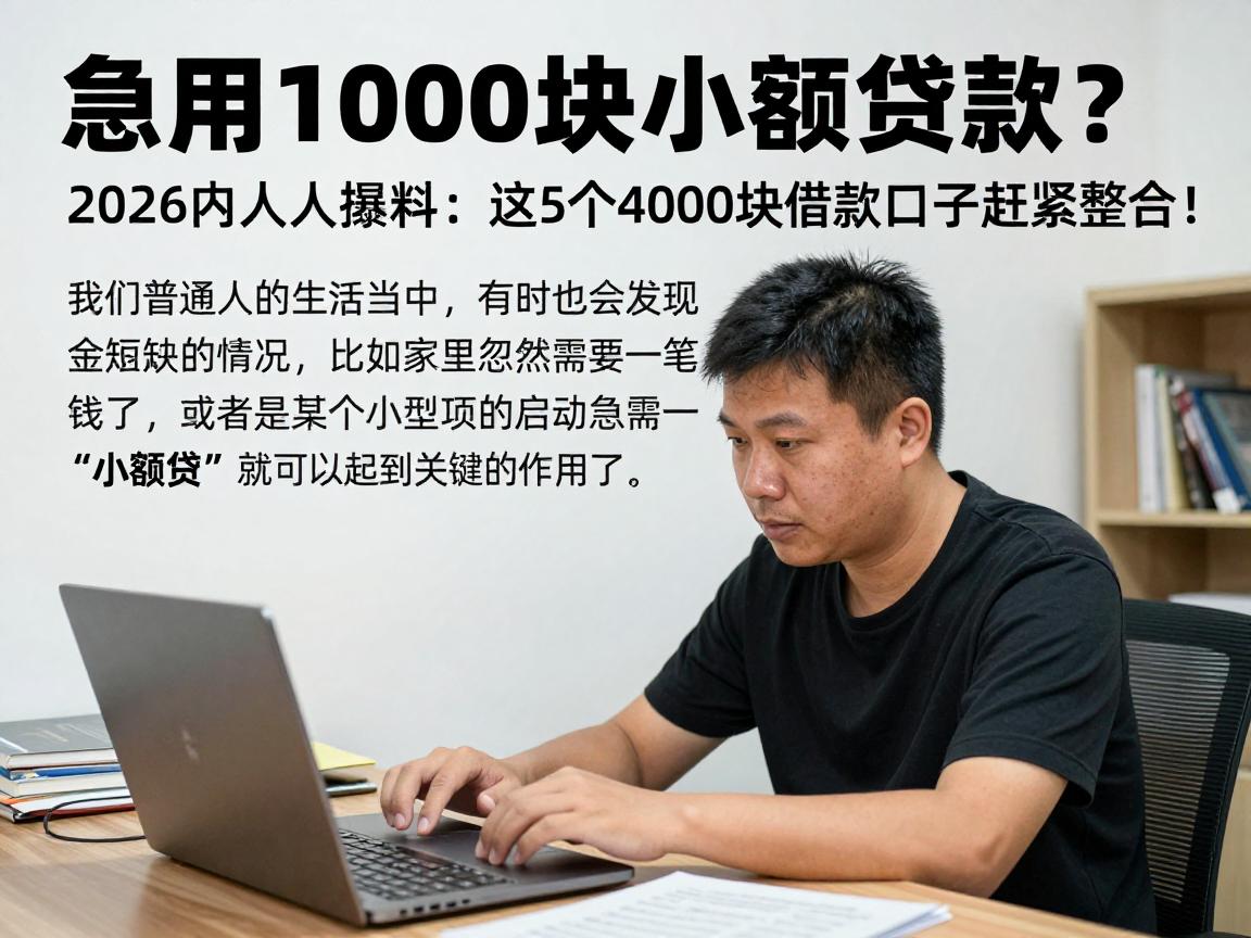 急用1000块的小额贷款?2026内行人爆料:这5个4000块借款口子赶紧整合!