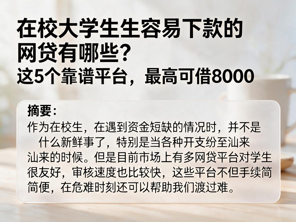 在校大学生容易下款的网贷有哪些?这5个靠谱平台,最高可借8000