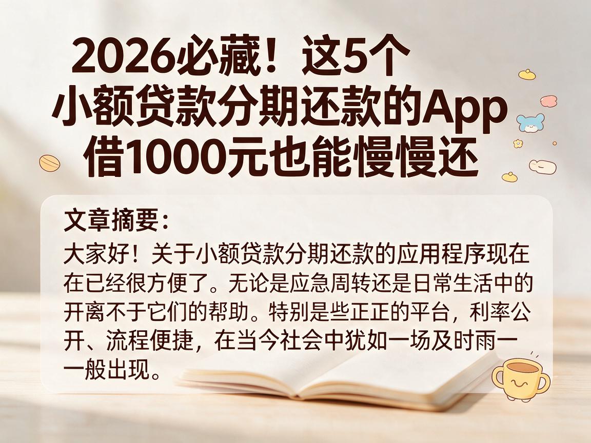 2026必藏!这5个小额贷款分期还款的App,借1000元也能慢慢还
