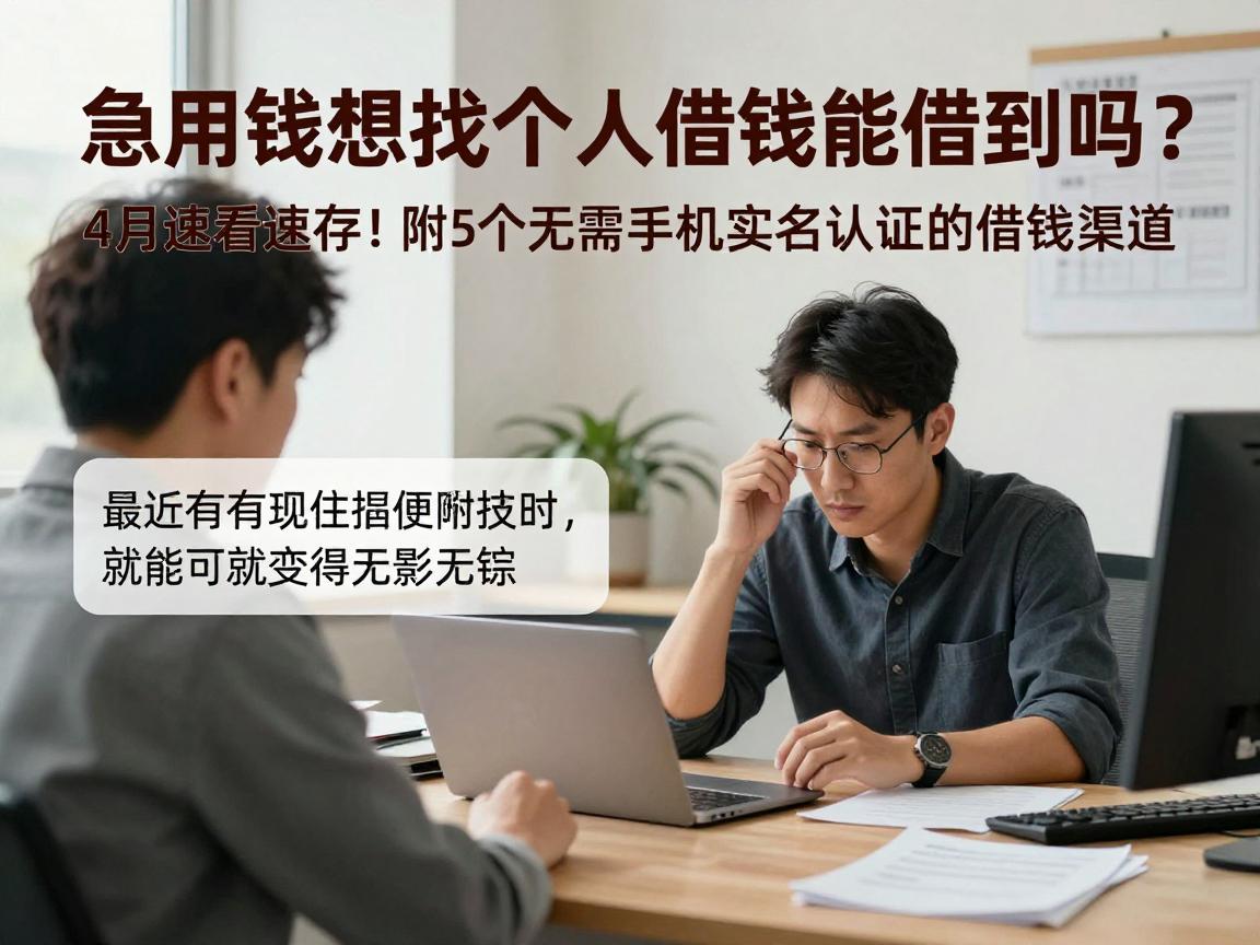 急用钱想找个人借钱能借到吗?4月速看速存!附5个无需手机实名认证的借钱渠道