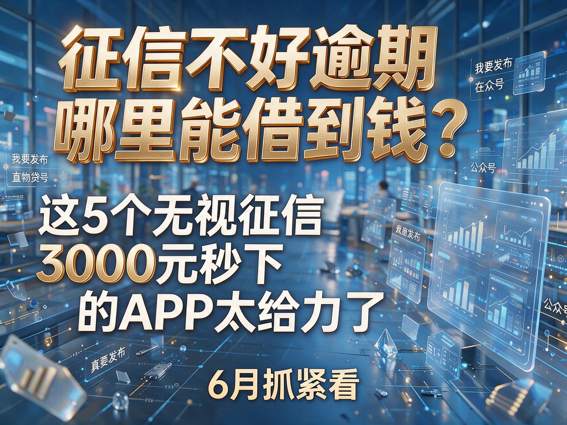 征信不好逾期哪里能借到钱？这5个无视征信秒下3000元的APP太给力了，6月抓紧看