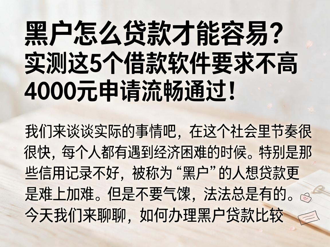 黑户怎么贷款才能容易？实测这5个借款软件要求不高，4000元申请流畅通过！