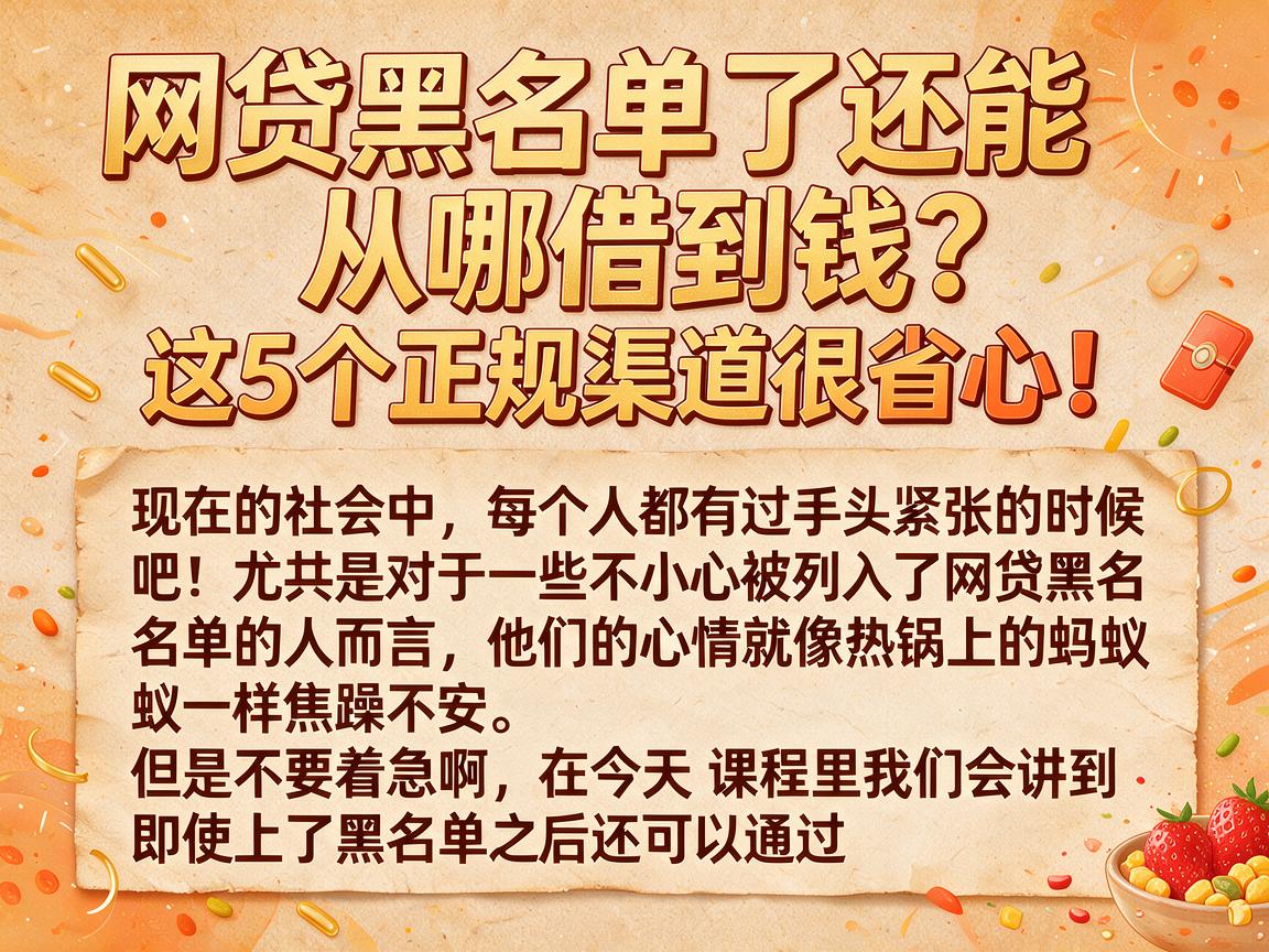 网贷黑名单了还能从哪借到钱？这5个正规渠道很省心！