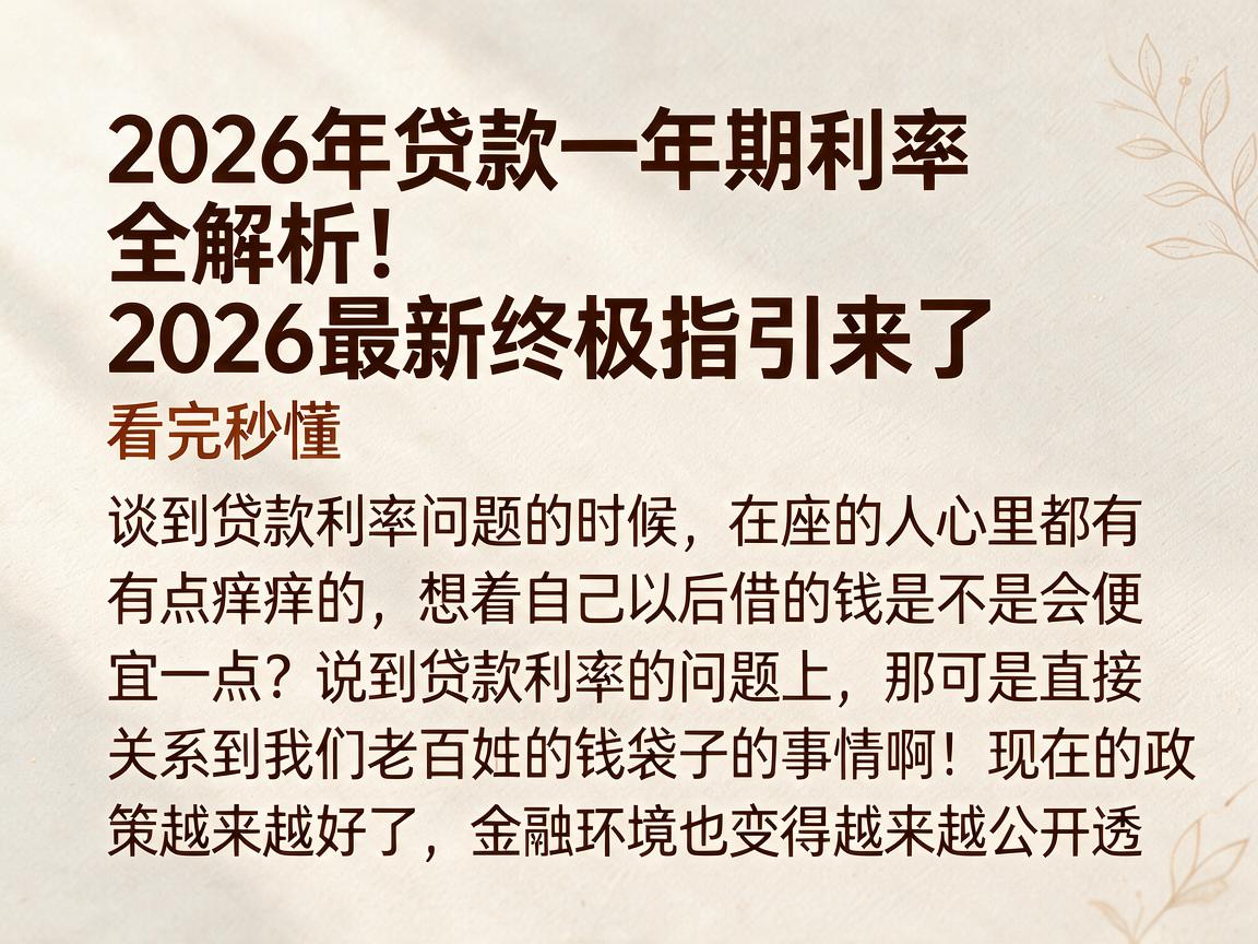 2026年贷款一年期利率全解析!2026最新终极指引来了,看完秒懂