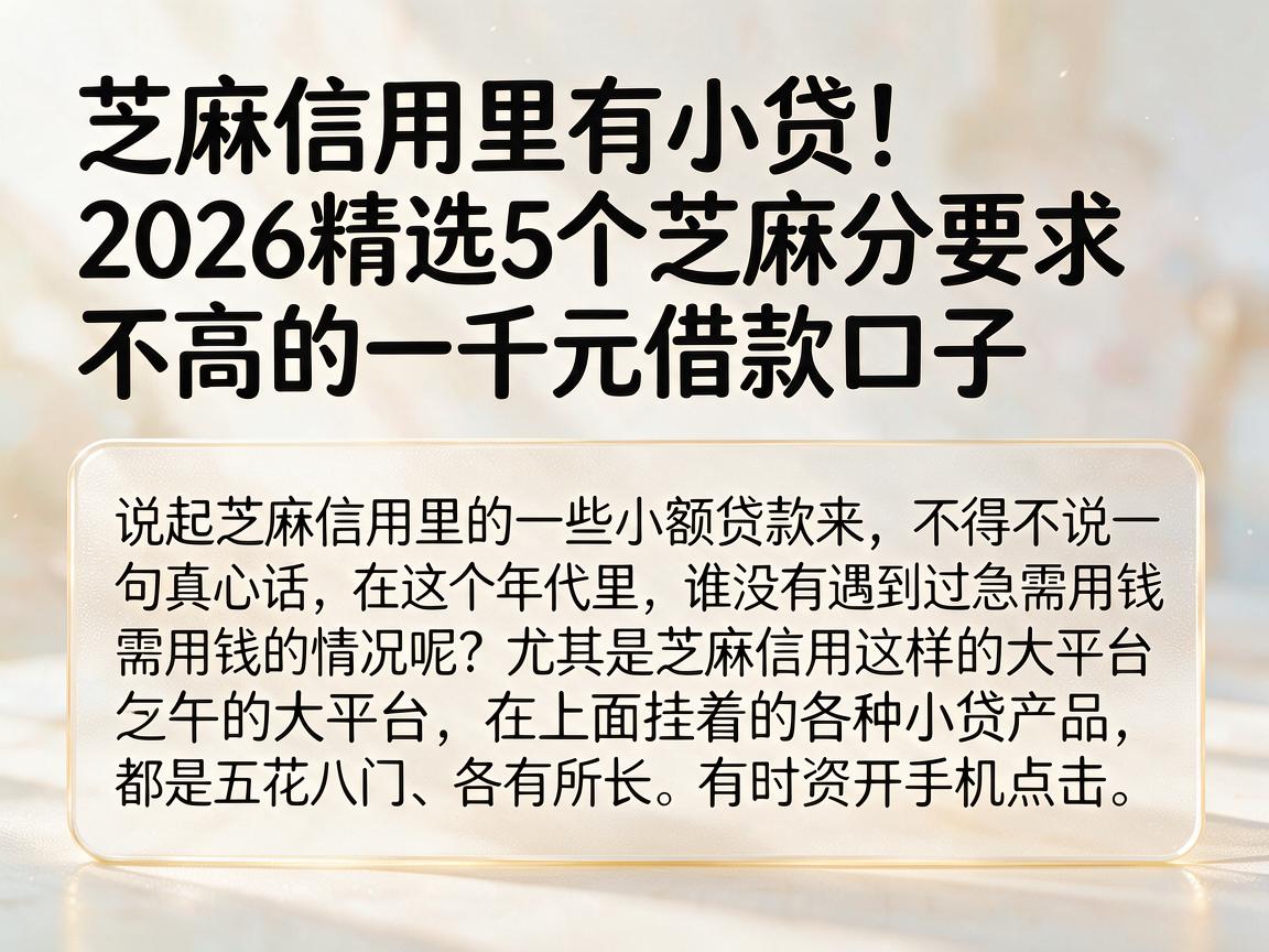 芝麻信用里有小贷!2026精选5个芝麻分要求不高的一千元借款口子