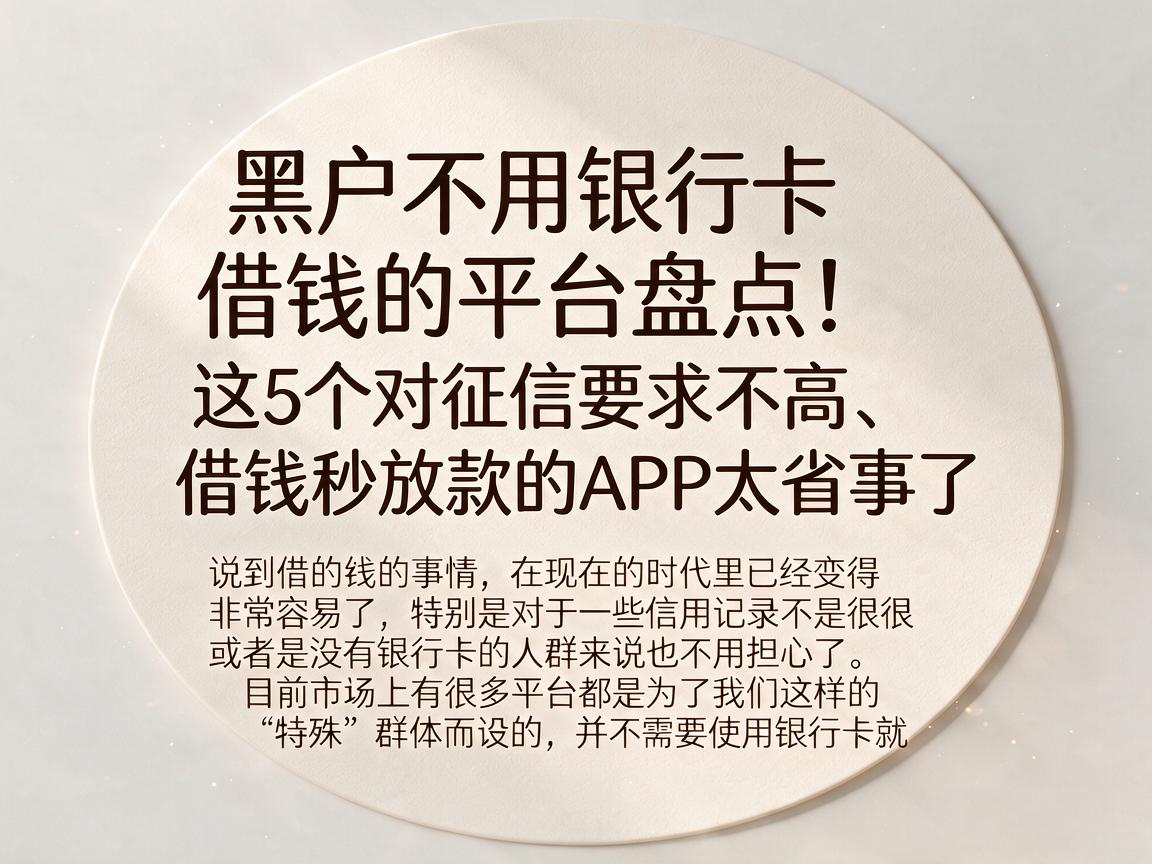 黑户不用银行卡借钱的平台盘点!这5个对征信要求不高、借钱秒放款的APP太省事了