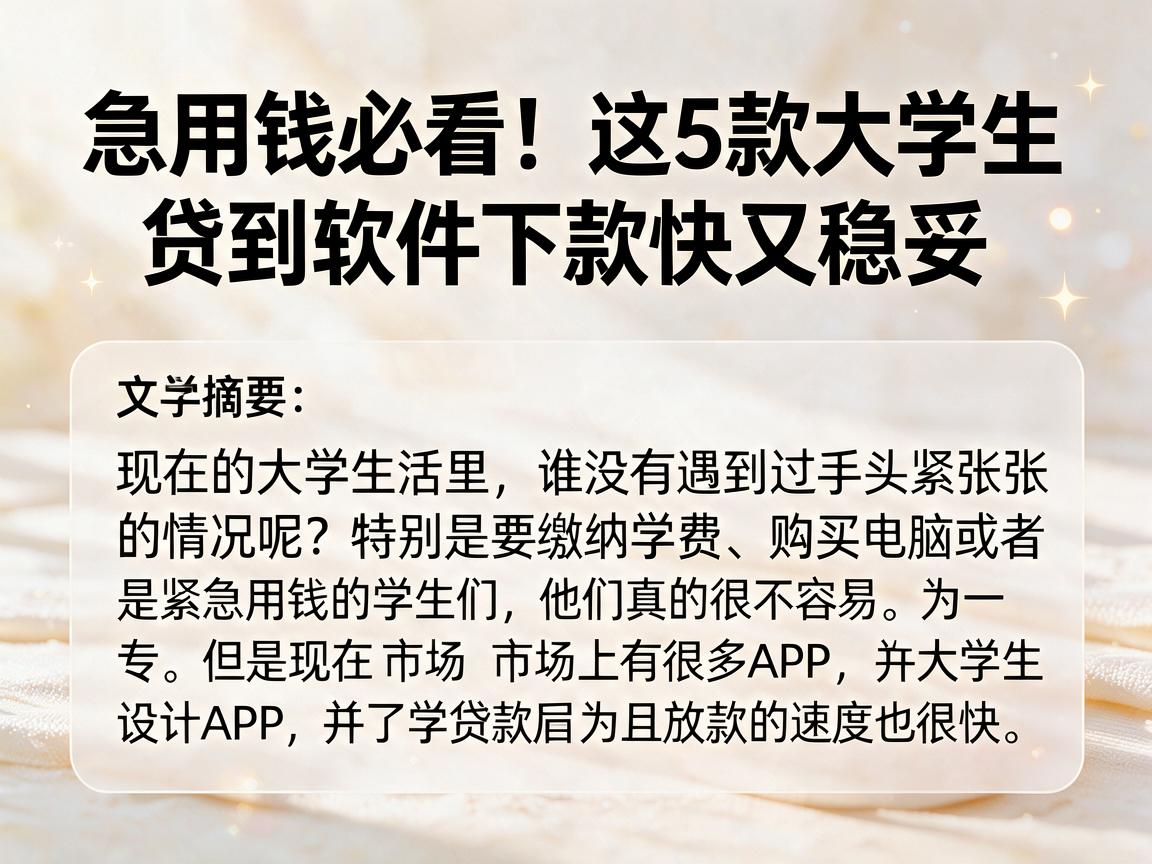 急用钱必看!这5款大学生贷款软件下款快又稳妥