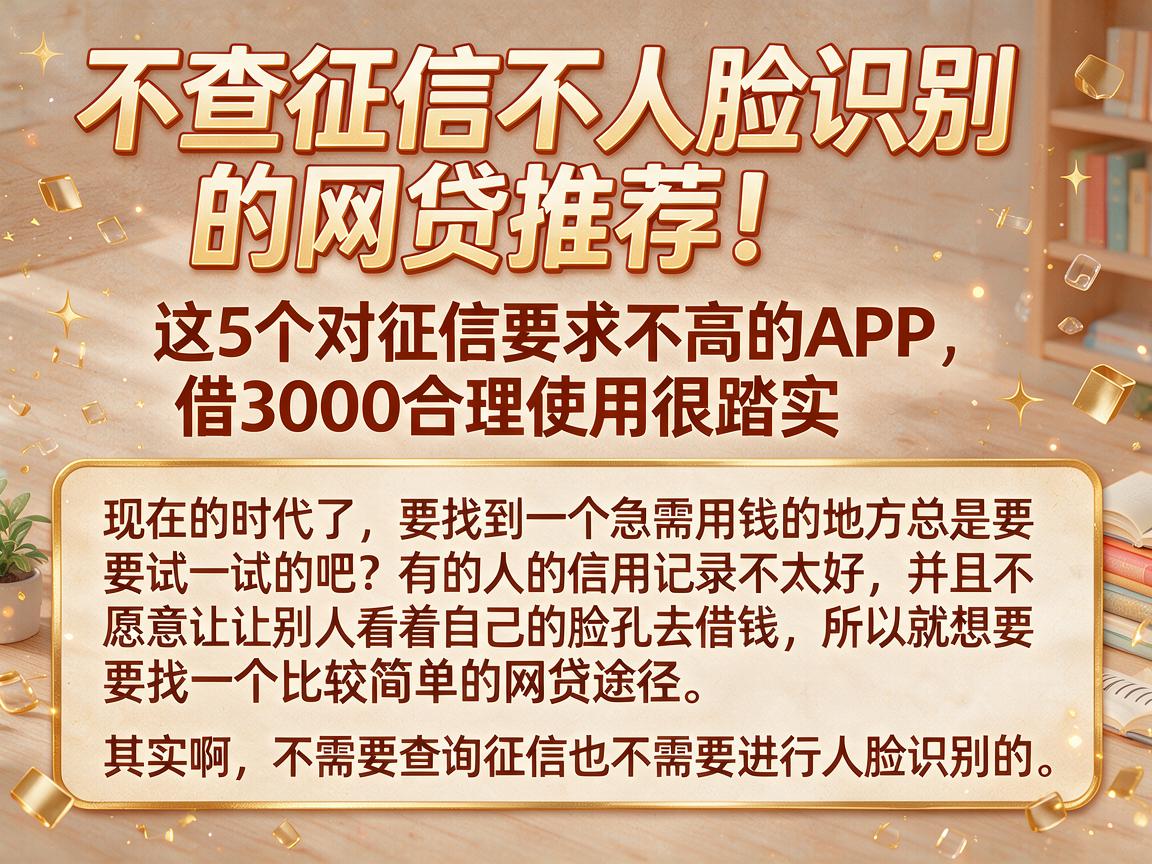 不查征信不人脸识别的网贷推荐!这5个对征信要求不高的APP,借3000合理使用很踏实
