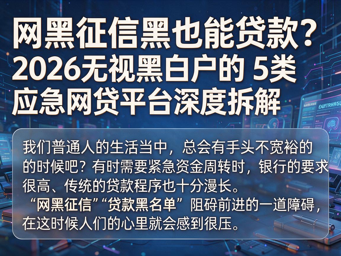 网黑征信黑也能贷款?2026无视黑白户的5类应急网贷平台深度拆解