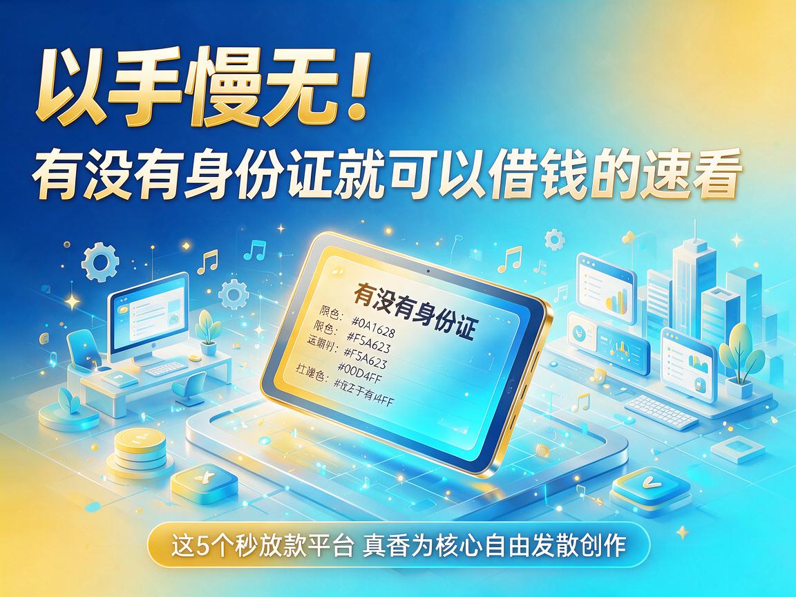 手慢无!有没有身份证就可以借钱的速看,这5个秒放款平台真香