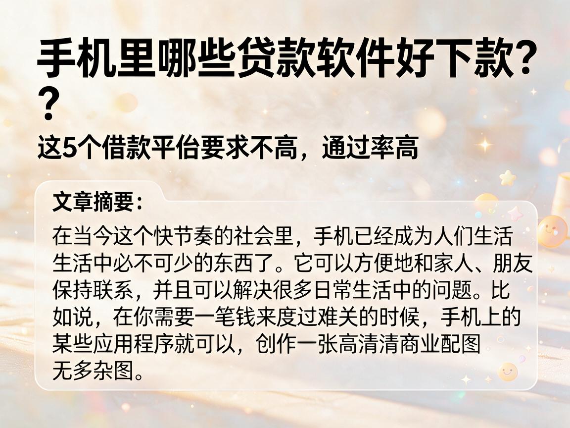 手机里哪些贷款软件好下款？这5个借款平台要求不高，通过率高