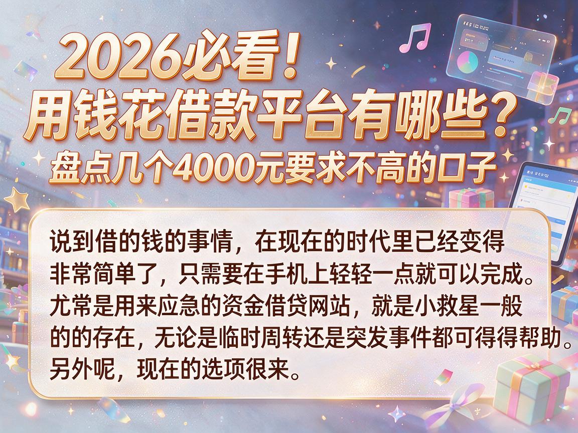 2026必看!用钱花借款平台有哪些?盘点几个4000元要求不高的口子