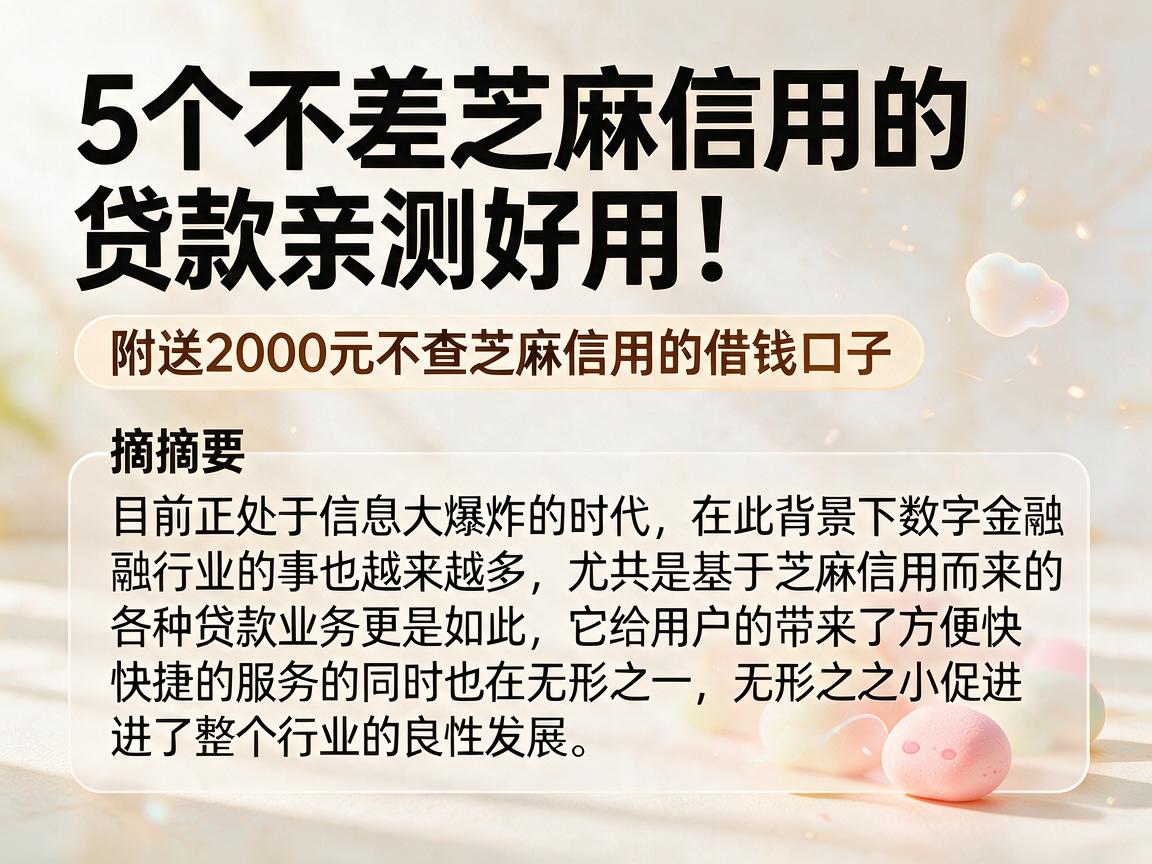 5个不差芝麻信用的贷款亲测好用!附送2000元不查芝麻信用的借钱口子