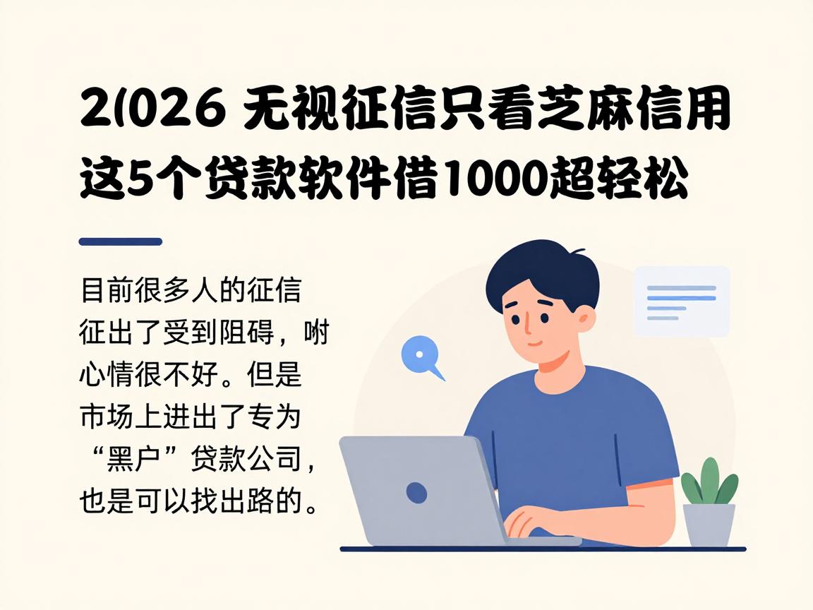 黑户必看!2026无视征信只看芝麻信用,这5个贷款软件借1000超轻松