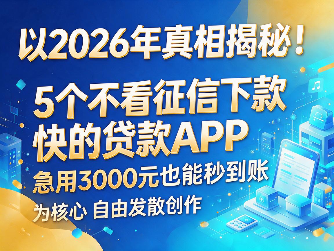 2026年真相揭秘!5个不看征信下款快的贷款APP,急用3000元也能秒到账