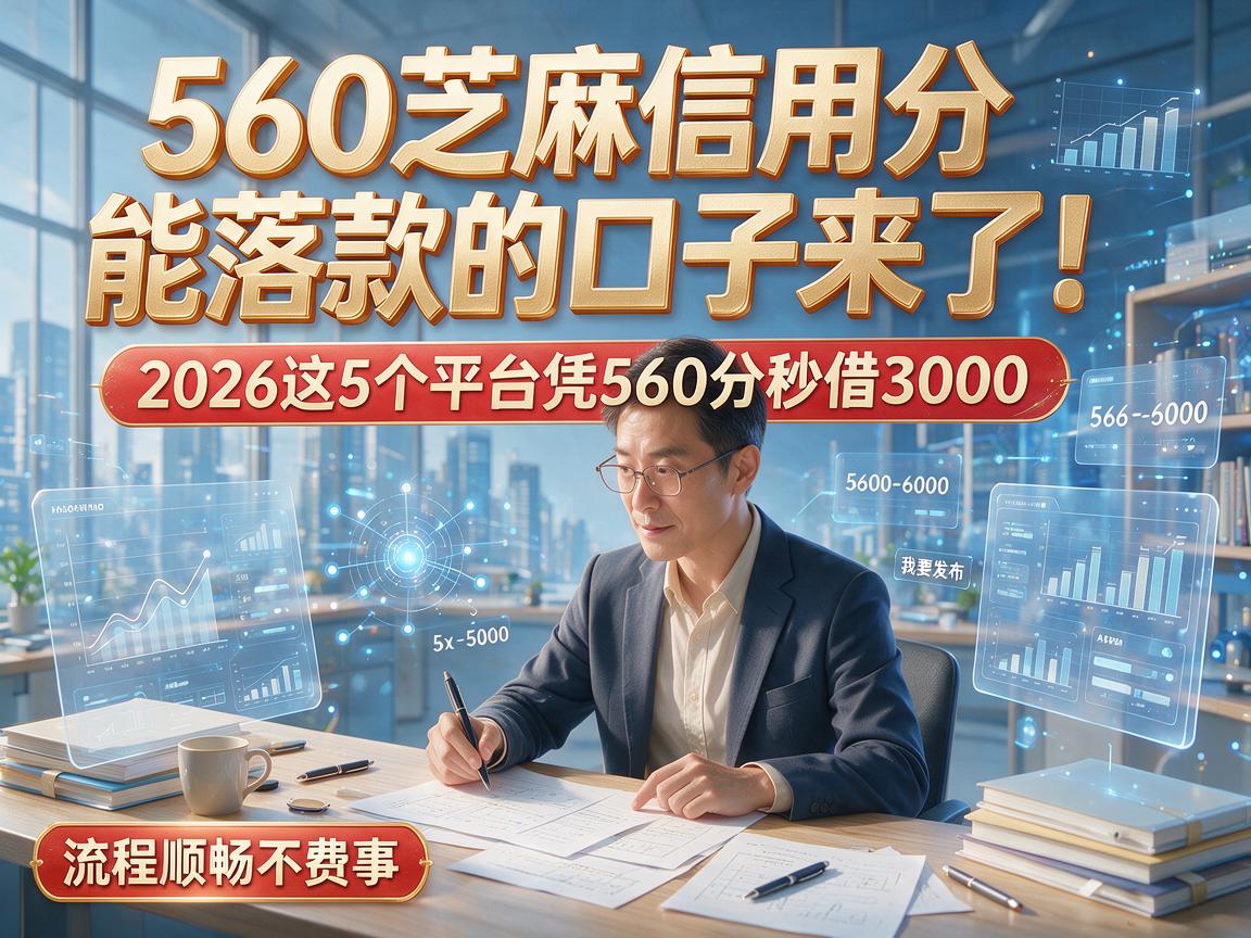 560芝麻信用分能落款的口子来了!2026这5个平台凭560分秒借3000,流程顺畅不费事