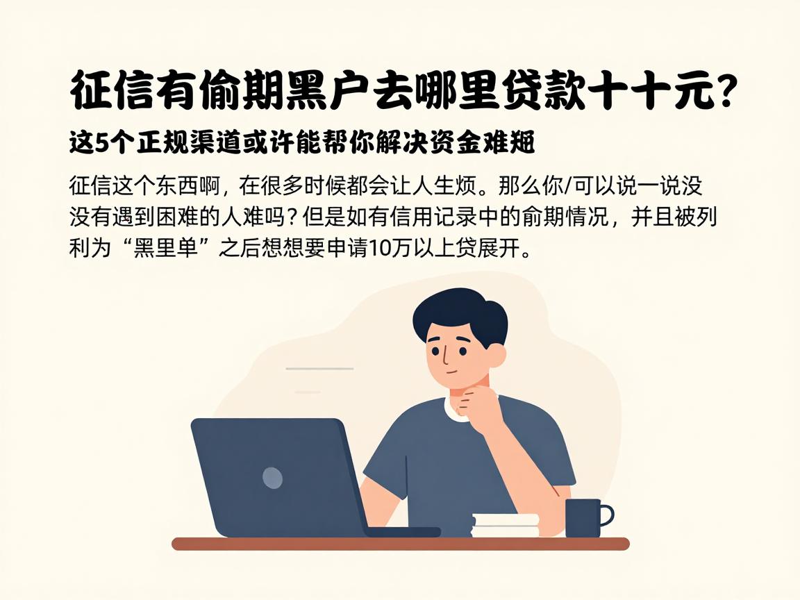 征信有逾期黑户去哪里贷款十万元?这5个正规渠道或许能帮你解决资金难题